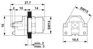 Чертеж, Встраиваемый соединитель M12