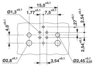 Схема расположения отверстий, Встраиваемый соединитель M12