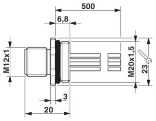 Чертеж, Встраиваемый штекер M12
