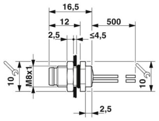Чертеж, Встраиваемый штекер M8
