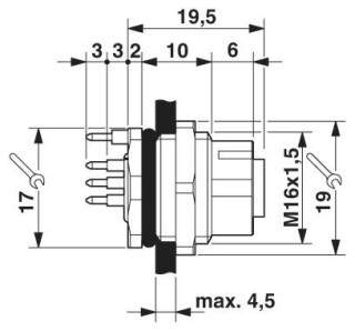 Чертеж, Встраиваемый соединитель M12