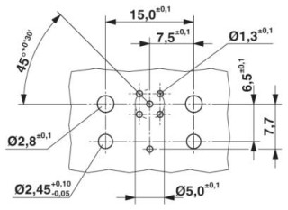 Схема расположения отверстий, Встраиваемый соединитель M12