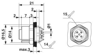 Чертеж, Встраиваемый соединитель M12