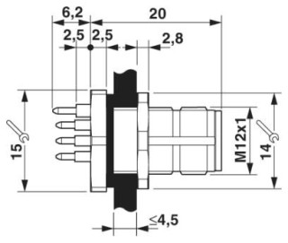 Чертеж, Встраиваемый соединитель M12