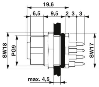 Чертеж, Встраиваемый соединитель M12