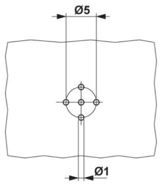 Схема расположения отверстий, Встраиваемый соединитель M12