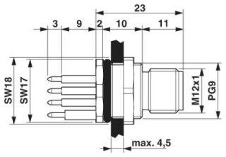 Чертеж, Встраиваемый штекер M12 SPEEDCON