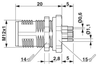 Чертеж, Встраиваемый соединитель M12