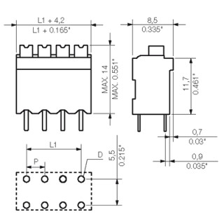 LSF-SMT 3.50/16/180 3.5SN BK TU SO PCB клеммы сечением меньше 10 SQMM для