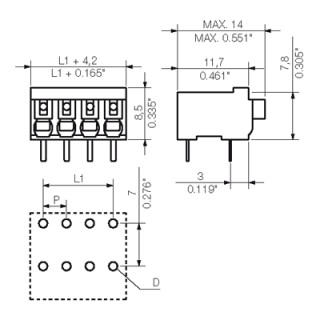 LSF-SMT 3.50/12/90 3.5SN BK TU PRT PCB клеммы сечением меньше 10 SQMM для