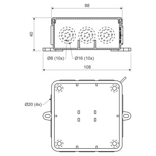 Коробка распределительная 8130 (HA) для О/П 88х88х40мм IP54 RAL9003