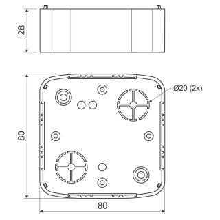 Коробка распределительная LK 80X28 T (I2) 80х80х28 мм дуб