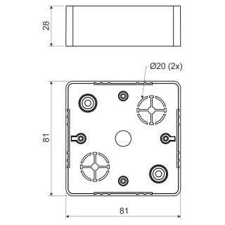 Коробка распределительная LK 80X28R / 1 (I2) 81х81х28 мм дуб