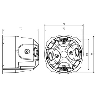 Коробка установочная для полых стен KPRL 68-70 / LD (NA) D73х70мм с соединителем