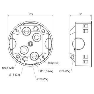 Коробка распределительная KOM 97 (KA) D103х50 мм