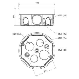 Коробка распределительная с клеммником KR 97 / 5 (KA) D103х50 мм