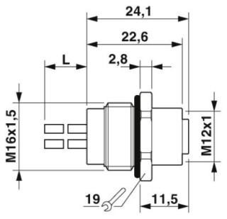 SACC-E-M12FSS-4P-M16XL/1,0 PE