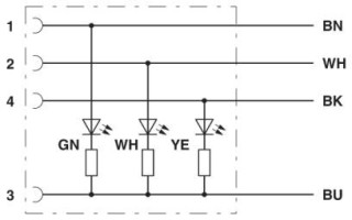 SAC-4P-M12MS/0,3-PUR/M12FR-3LW