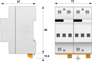 УЗИП Тип 1+2  Схема (2+0), 1 полюс,  TN, UN120/UC180 Vac, Iimp - 25 kA Itotal 50 kA -  In=70kA, Imax=140kA, (сигнализация визуальная + дистанционная)