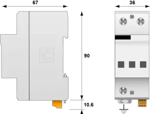 УЗИП Тип 1+2  Схема (1+0), 1 полюс, TN, UN400/UC440 Vac, Iimp - 25 kA In=70kA, Imax=140kA (сигнализация визуальная + дистанционная)