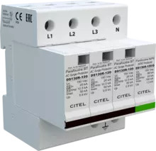 УЗИП Тип 1+2, Схема (3+1), 4 полюса, TT-TNS, UN120/UC150 Vac, Iimp=12,5kA, In=20kA, Iimp total=50kA (сигнализация визуальная)