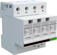 УЗИП Тип 1+2, Схема (3+1), 4 полюса, TT-TNS, UN230/UC320 Vac, Iimp=12,5kA, In=20kA, Iimp total=50kA (сигнализация визуальная) 