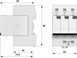 УЗИП Тип 1+2+3, Схема (3+0), 3 полюса, TNC, UN230/UC255 Vac, Iimp=12,5kA, Itota=37,5kA, In=20kA, Imax=50kA (сигнализация визуальная)