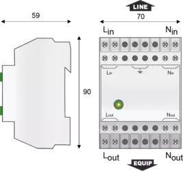 УЗИП Тип 2+3. Моноблочный последовательного включения со встроенным ВЧ фильтром.  Imax=10kA,  IL=16А