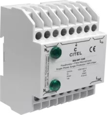 УЗИП Тип 2+3. Моноблочный последовательного включения со встроенным ВЧ фильтром.  Imax=10kA,  IL=16А