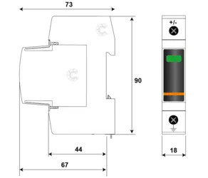 УЗИП для постоянного тока UN 48 V UC 65 / DC - AC 50Vac / Iimp 4 kA In 15 ka 