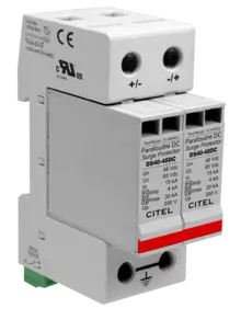 УЗИП по постоянному току. ТИП 1 и 2 Un-dc 48 V - Uc DC 65 V/ Iimp 4 kA Itotal 8 kA In 15 kA Imax 30 kA  /визуальная+дистанционная  сигнализация срабатывания