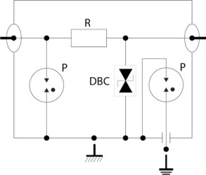 ВЧ коаксиальное устройство защиты / Разъем : BNC /Imp  2,5 kA/10kA  In 5kA Imax 10 kA Сопротивление  50/75 ohms / UN 6V