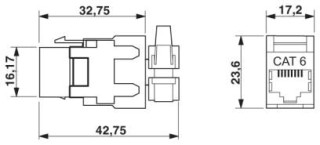 Чертеж, Вставка розетки RJ45, Keystone