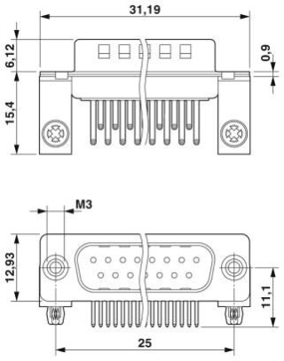 Чертеж, Контактная вставка D-SUB