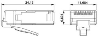 Чертеж, Штыревая вставка RJ45