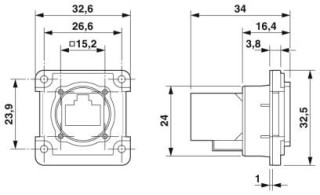 Чертеж, Монтажная рама RJ45, IP67