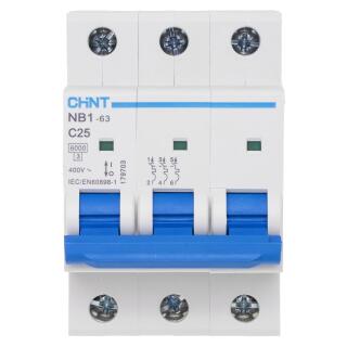 Автоматический выключатель NB1-63 3P 25A 6кА х-ка C (R)