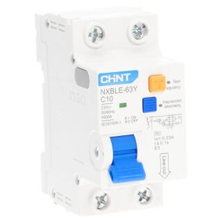 Дифференциальный автомат NXBLE-63Y 1P+N 10А 30mA электронный тип AС, х-ка С, 4.5kA (R)