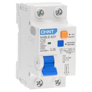 Дифференциальный автомат NXBLE-63Y 1P+N 32А 30mA электронный тип AС, х-ка С, 4.5kA (R)