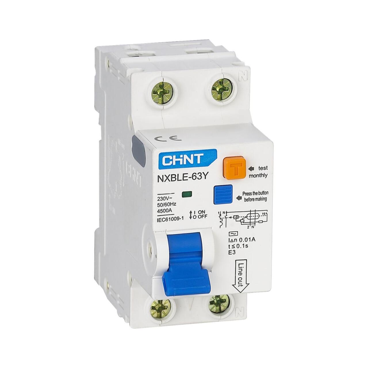 105546 Дифференциальный автомат NXBLE-63Y 1P+N 40А 30mA электронный тип AС, х-ка С, 4.5kA (R)