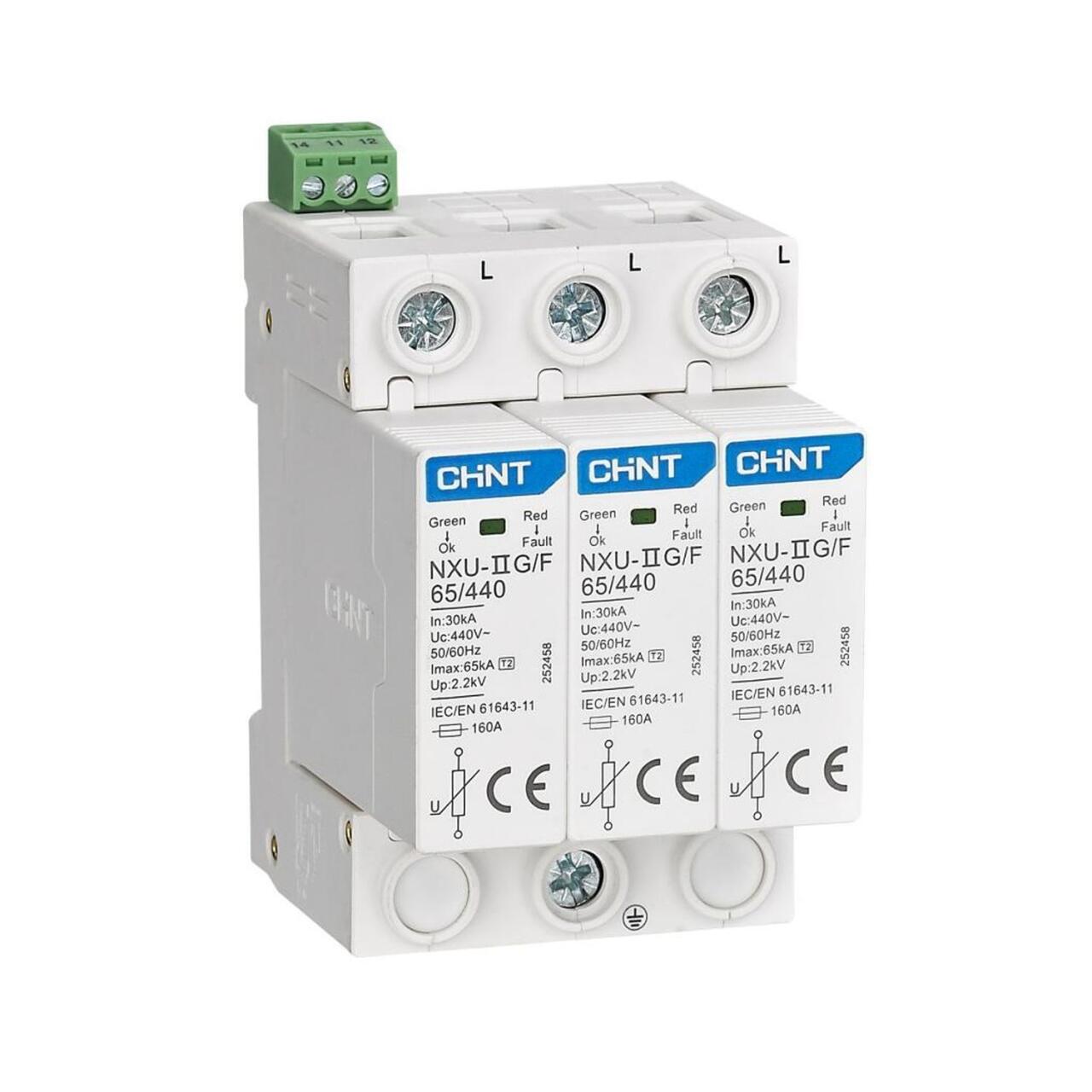 252458 Ограничитель имп. перенапр. NXU-IIG/F 3P In=25kA Uc=440B Im=65kA (R)