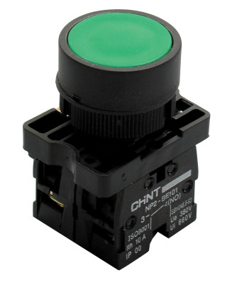 Кнопка управления NP2-BL21 без подсветки, черная, 1НО IP40