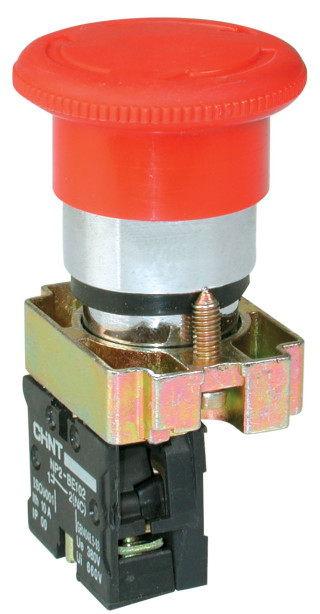 Переключатель NP2-BK12461, 2 положения с фиксацией 1НО, красная AC/DC220В (LED) IP40