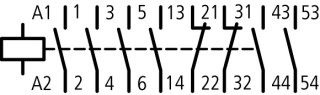 Контактор 12 А,  управляющее напряжение 24В (DС),  3НО+2НЗ доп. контакт, категория применения AC-3, AC-4