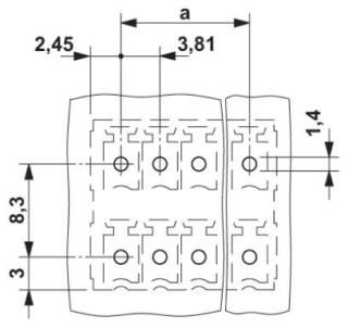 Схема расположения отверстий, *) ≤ 8 полюсов = 1,3 / > 8 полюсов = 1,4