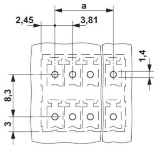 Схема расположения отверстий, *) ≤ 8 полюсов = 1,3 / > 8 полюсов = 1,4