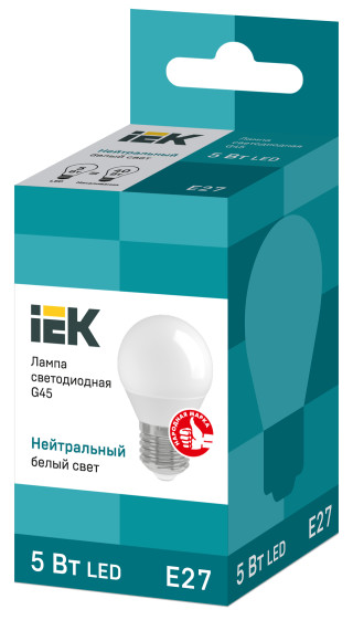 Лампа светодиодная G45 шар 5Вт 230В 4000К E27 IEK