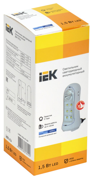 Светильник светодиодный аккумуляторный ДБА 3924 3ч 1,5Вт IEK