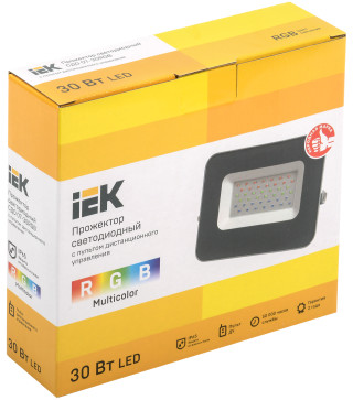 Прожектор светодиодный СДО 07-30RGB multicolor IP65 серый IEK