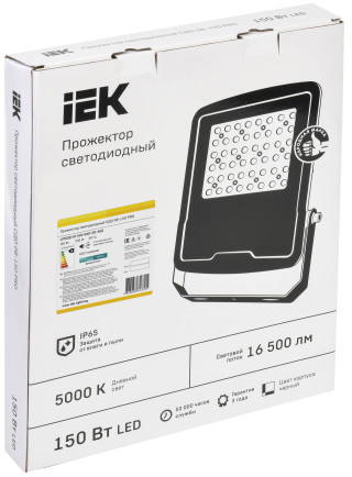 Прожектор светодиодный СДО 08-150 PRO 60град 5000К IP65 черный IEK